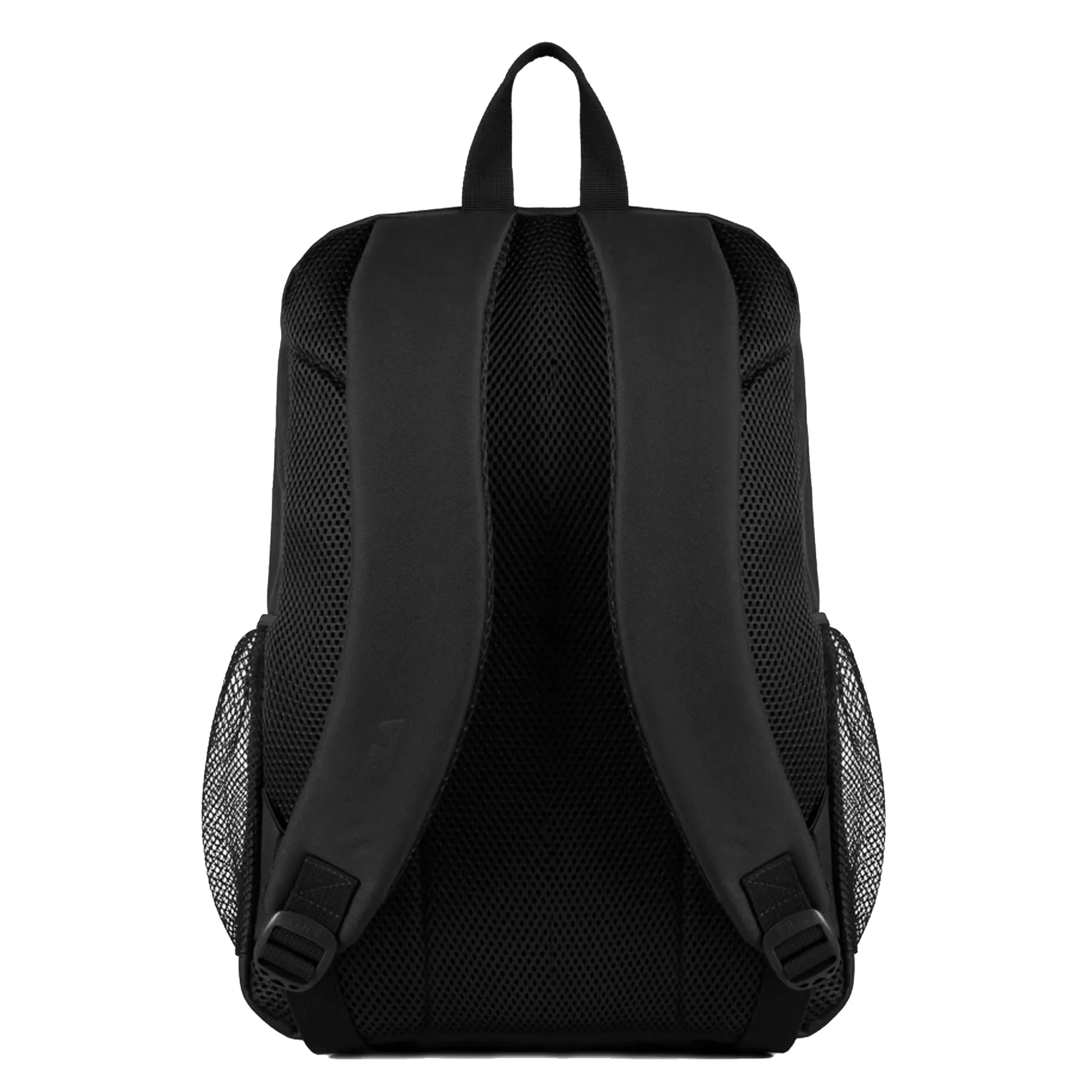 Mochila Fila preta com logo lateral destacando conforto e organização